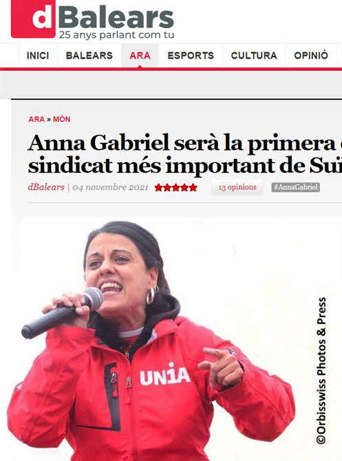 Anna Gabriel - UNIA sindicato mas importante de Suiza